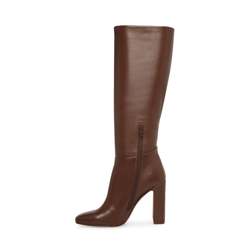 Steve Madden Ally Lær Knehøye Støvletter Dame Mørke Brune | TIYDK4369
