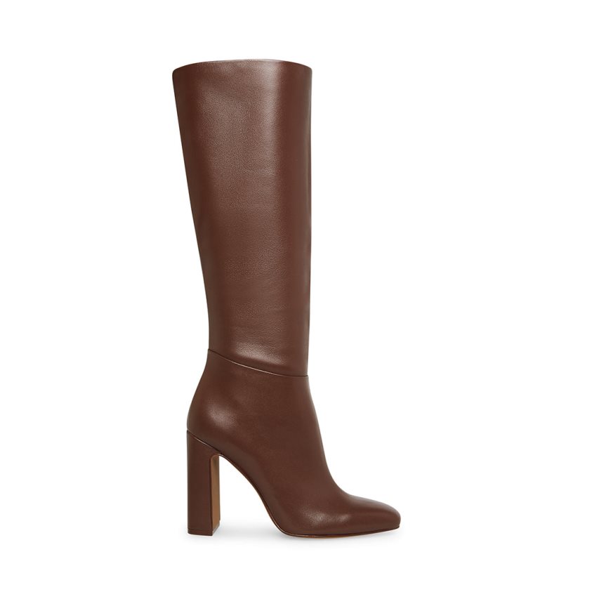 Steve Madden Ally Lær Knehøye Støvletter Dame Mørke Brune | TIYDK4369