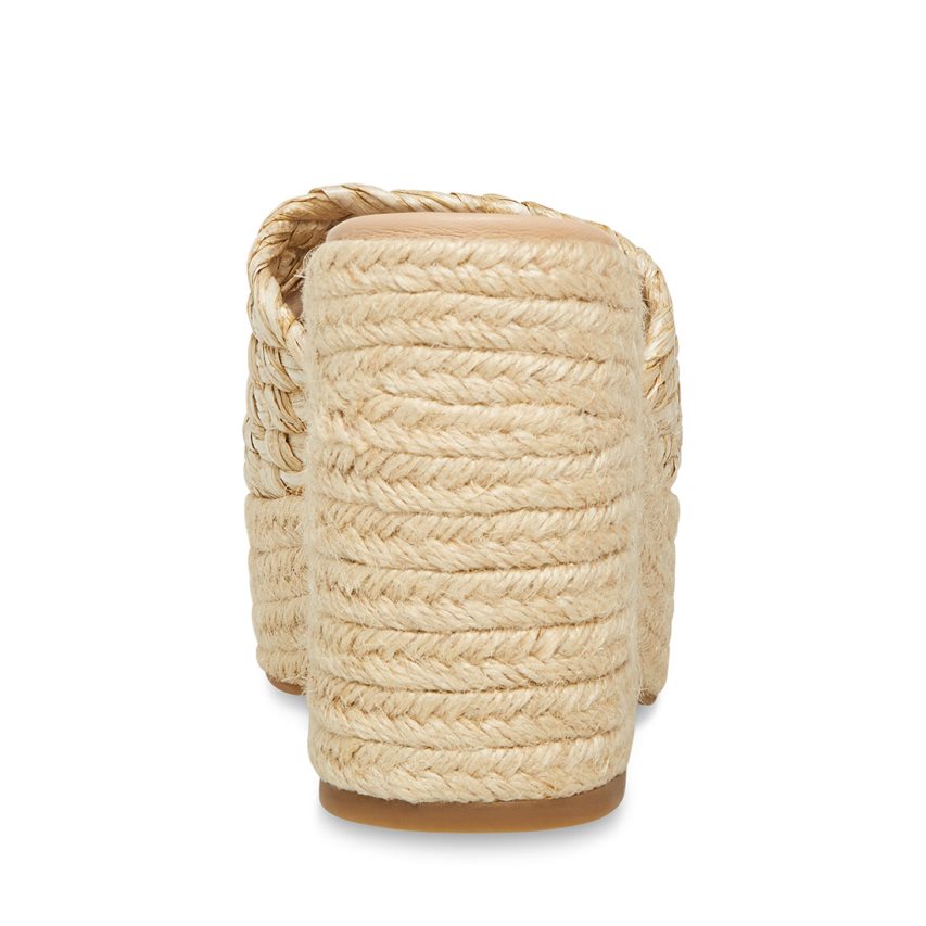 Steve Madden Atlantic Raffia Platåsandaler Dame Beige | QLPRV0946