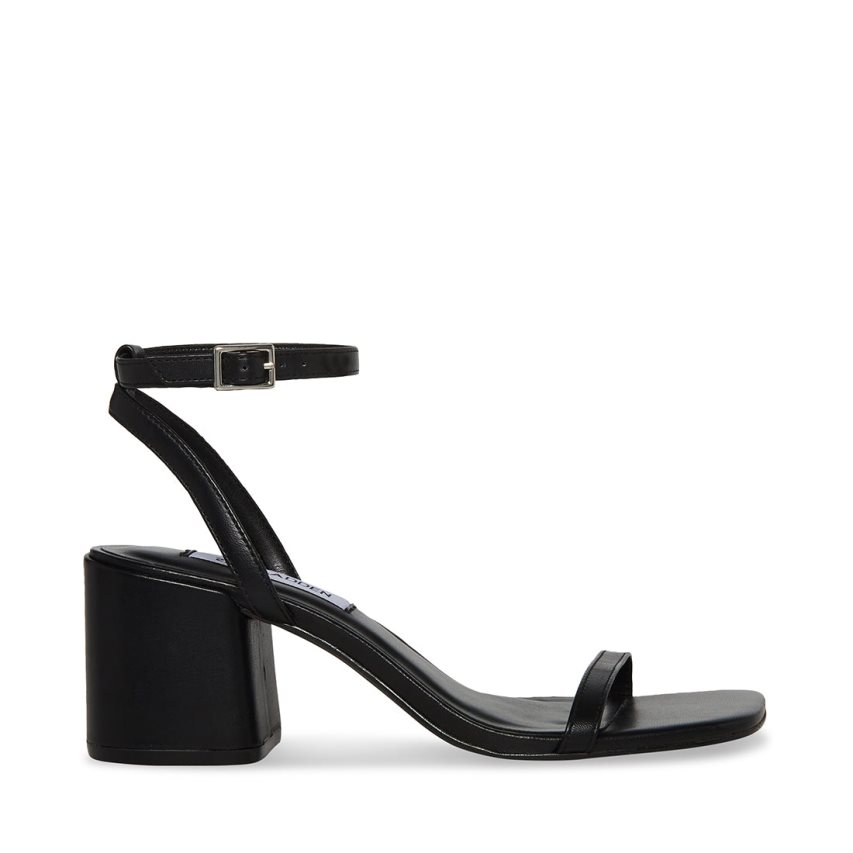 Steve Madden Audrina Lær Sandaler med Hæl Dame Svarte | YVIGK3429
