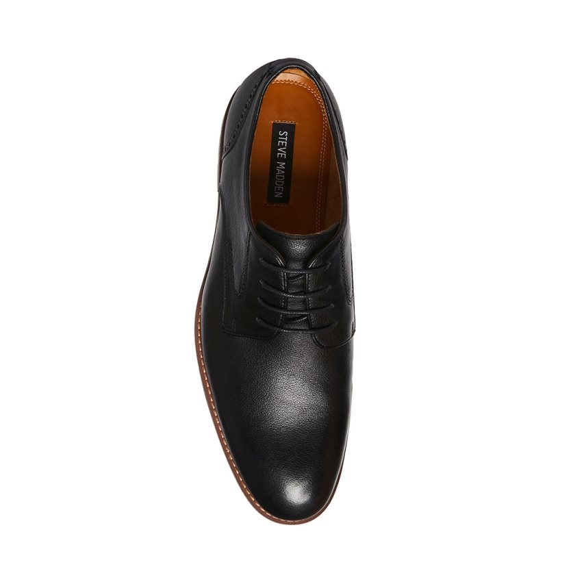 Steve Madden Bannon Lær Derby Sko Herre Svarte | MWIXV3925