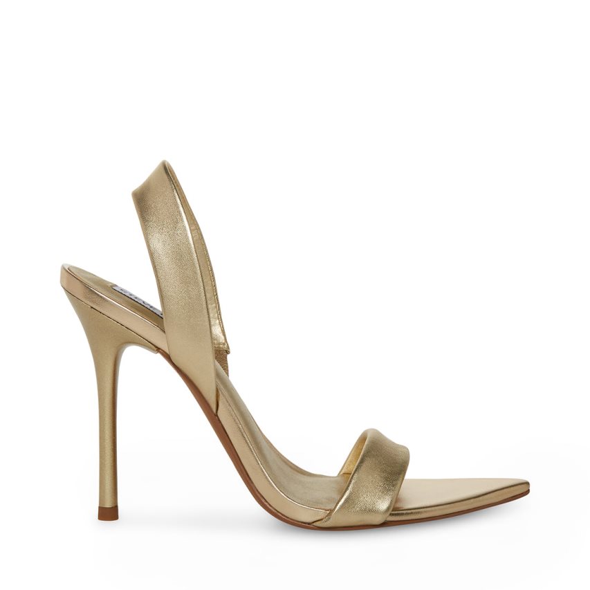 Steve Madden Batali Lær Sandaler med Hæl Dame Gull | UVHDM8627