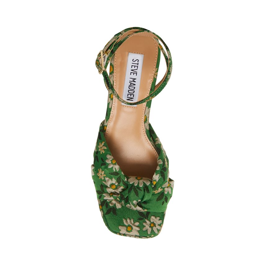 Steve Madden Bettina Floral Sandaler med Hæl Dame Grønn | KWFJA2106