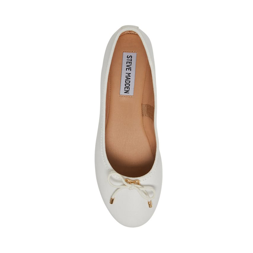 Steve Madden Blossoms Lær Ballerinasko Dame Hvite | NKYZP6258