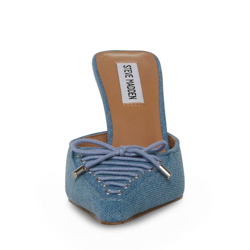 Steve Madden Brianne Denim Fabric Mules Sko Dame Blå | KCVNA7351