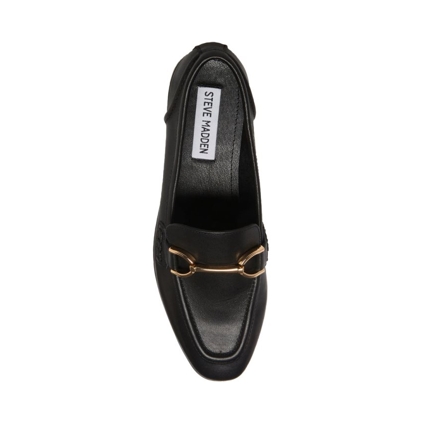 Steve Madden Carrine Lær Loafers Dame Svarte | OJLYN1367