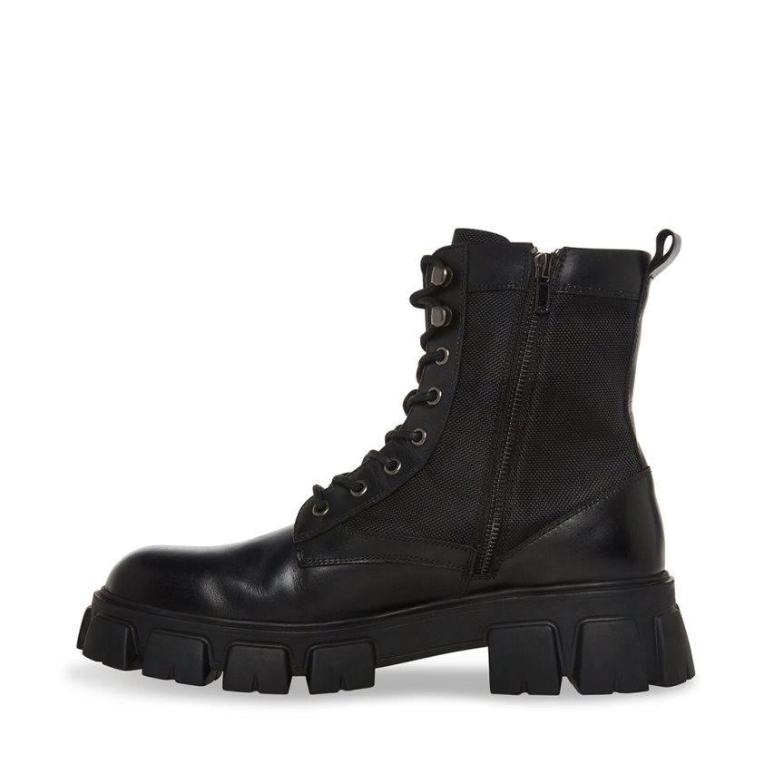 Steve Madden Cortina Lær Platform Sko Herre Svarte | TABNS9468