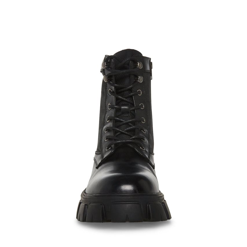 Steve Madden Cortina Lær Platform Sko Herre Svarte | TABNS9468