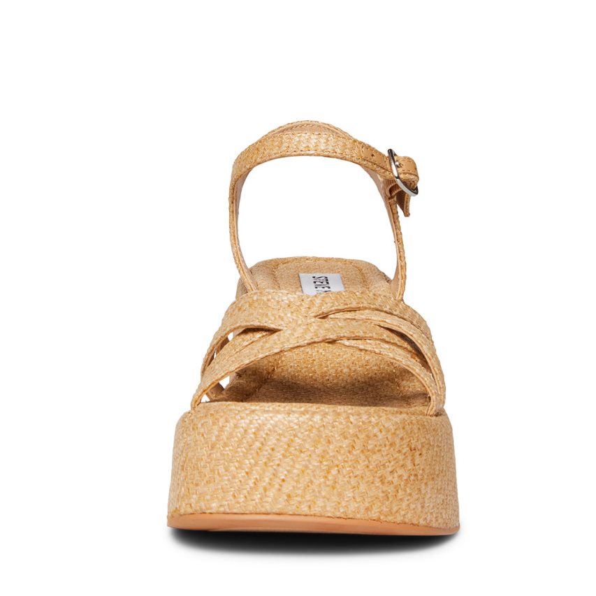 Steve Madden Crazy30 Raffia Platåsandaler Dame Beige | NBKMZ5781