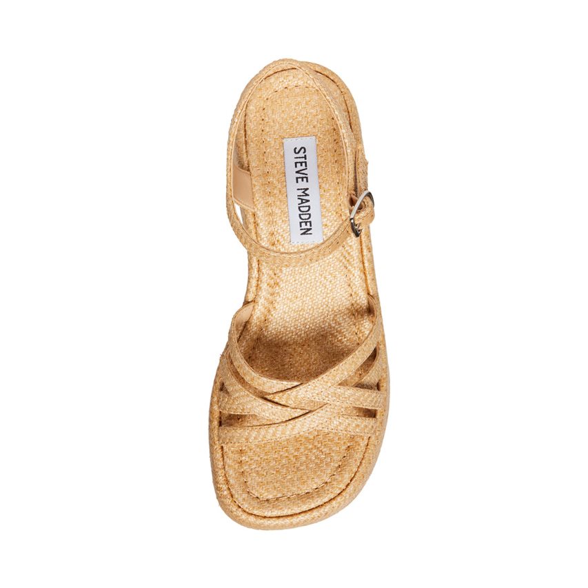 Steve Madden Crazy30 Raffia Platåsandaler Dame Beige | NBKMZ5781