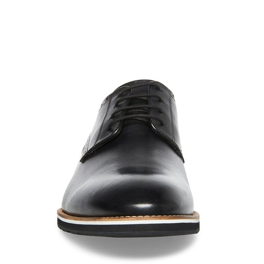 Steve Madden Derbyy Lær Derby Sko Herre Svarte | GDQAK2314