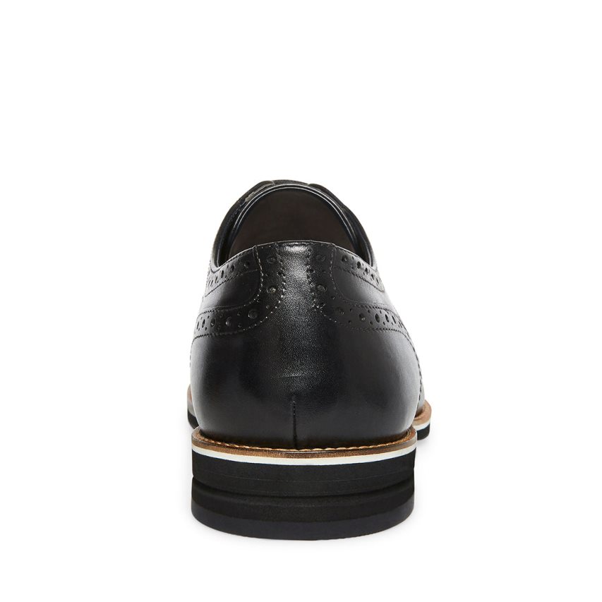 Steve Madden Derbyy Lær Derby Sko Herre Svarte | GDQAK2314