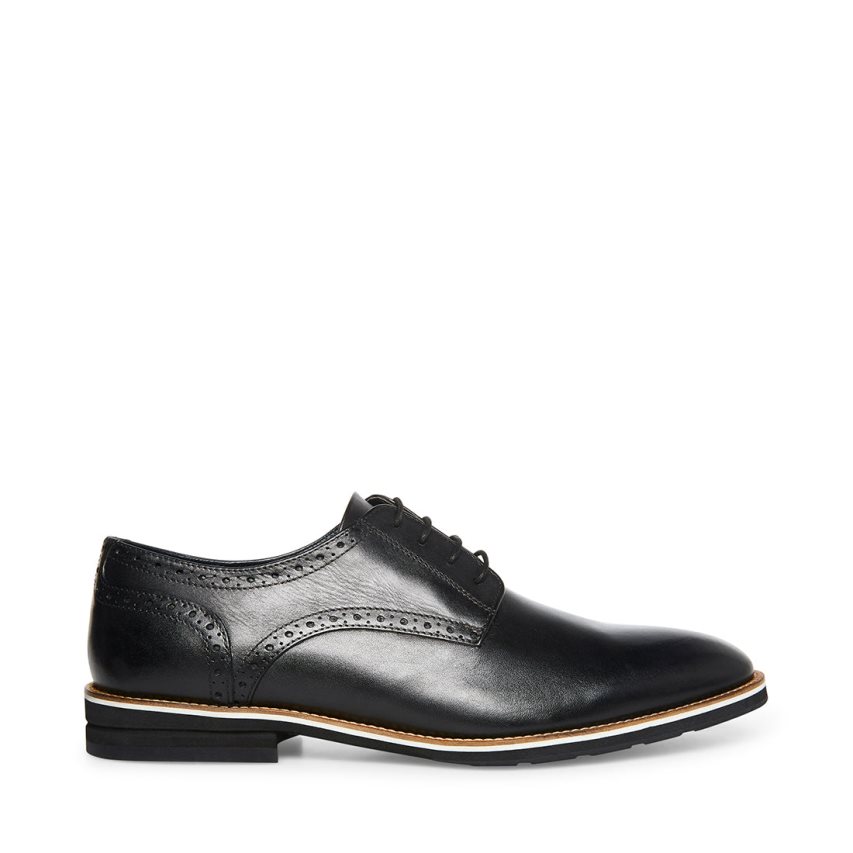 Steve Madden Derbyy Lær Derby Sko Herre Svarte | GDQAK2314