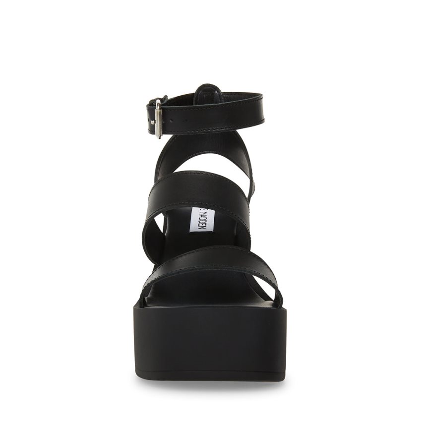 Steve Madden Dora Lær Sandaler med Hæl Dame Svarte | NLCGV2578