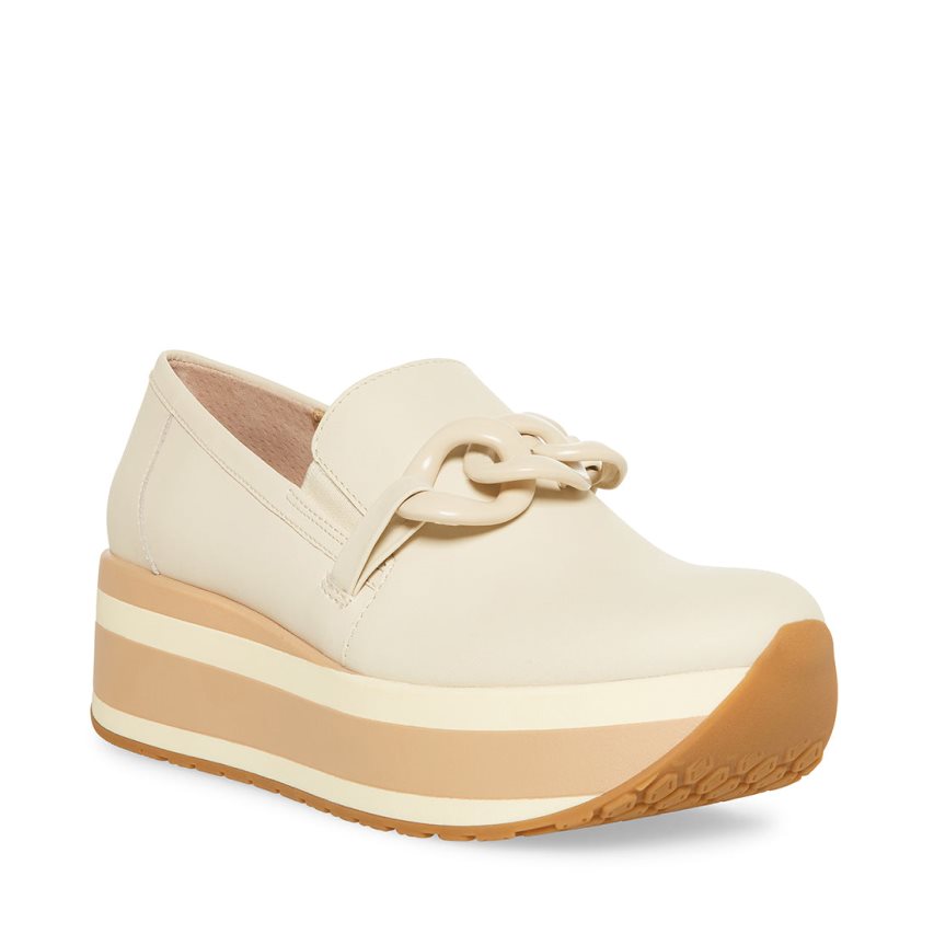 Steve Madden Haze Lær Platform Sko Dame Beige | BOQLN4219