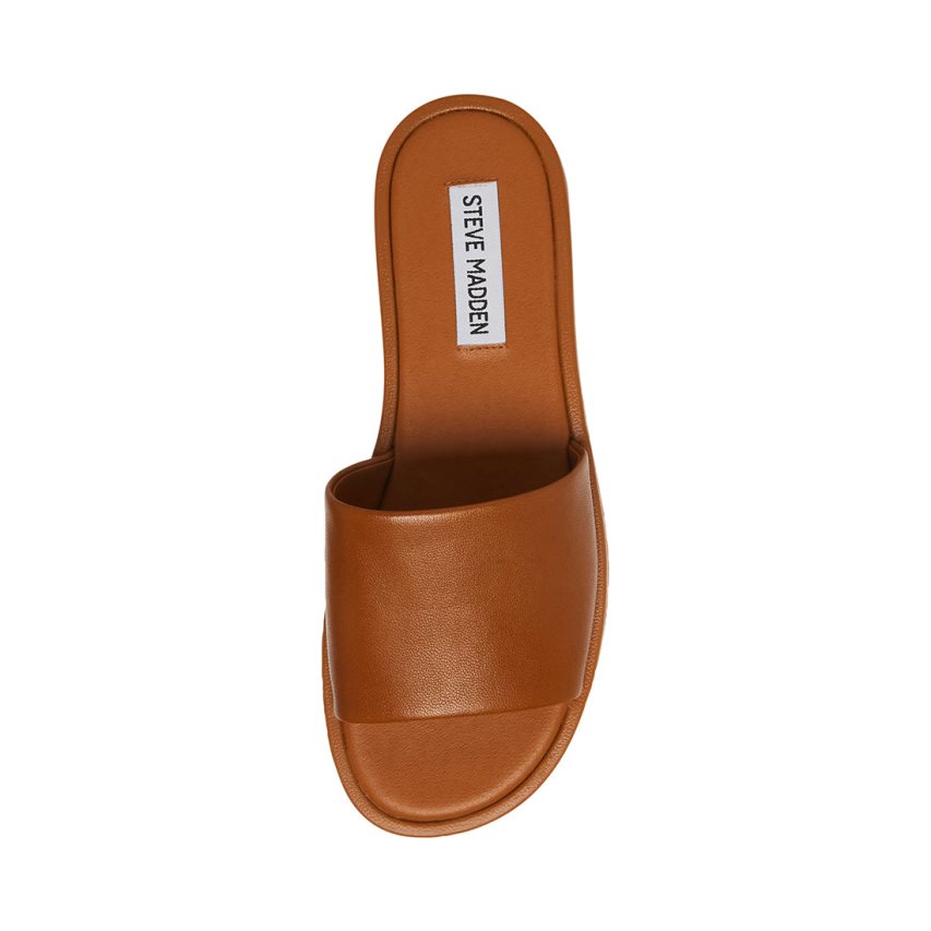 Steve Madden Kaya Lær Badesandaler Dame Brune | UQRNT6258