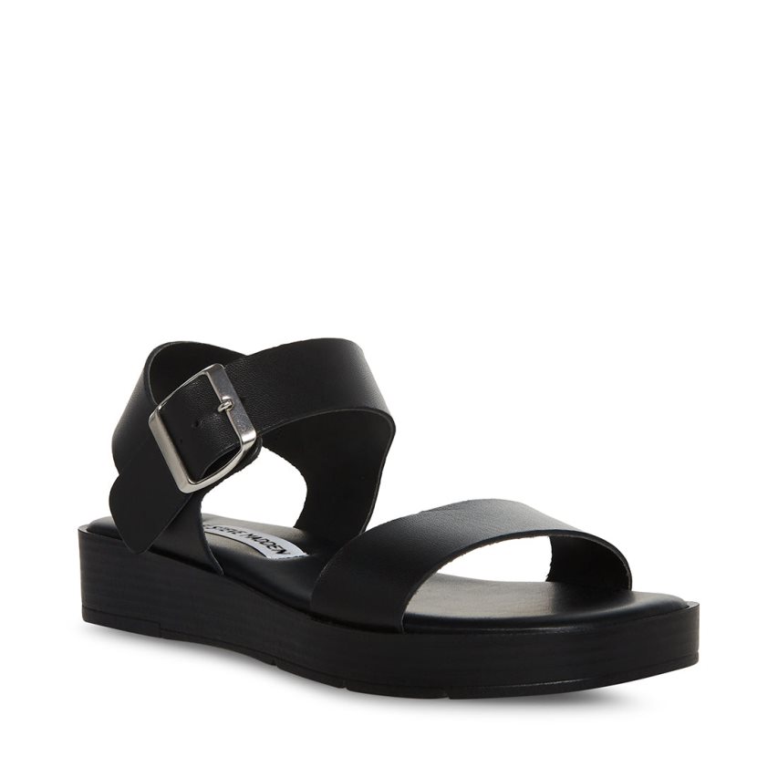 Steve Madden Keenan Lær Platåsandaler Dame Svarte | YKZFE2304