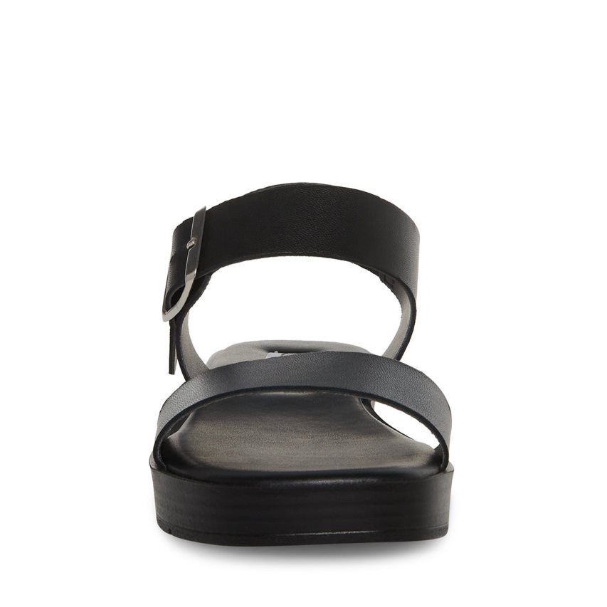 Steve Madden Keenan Lær Platåsandaler Dame Svarte | YKZFE2304
