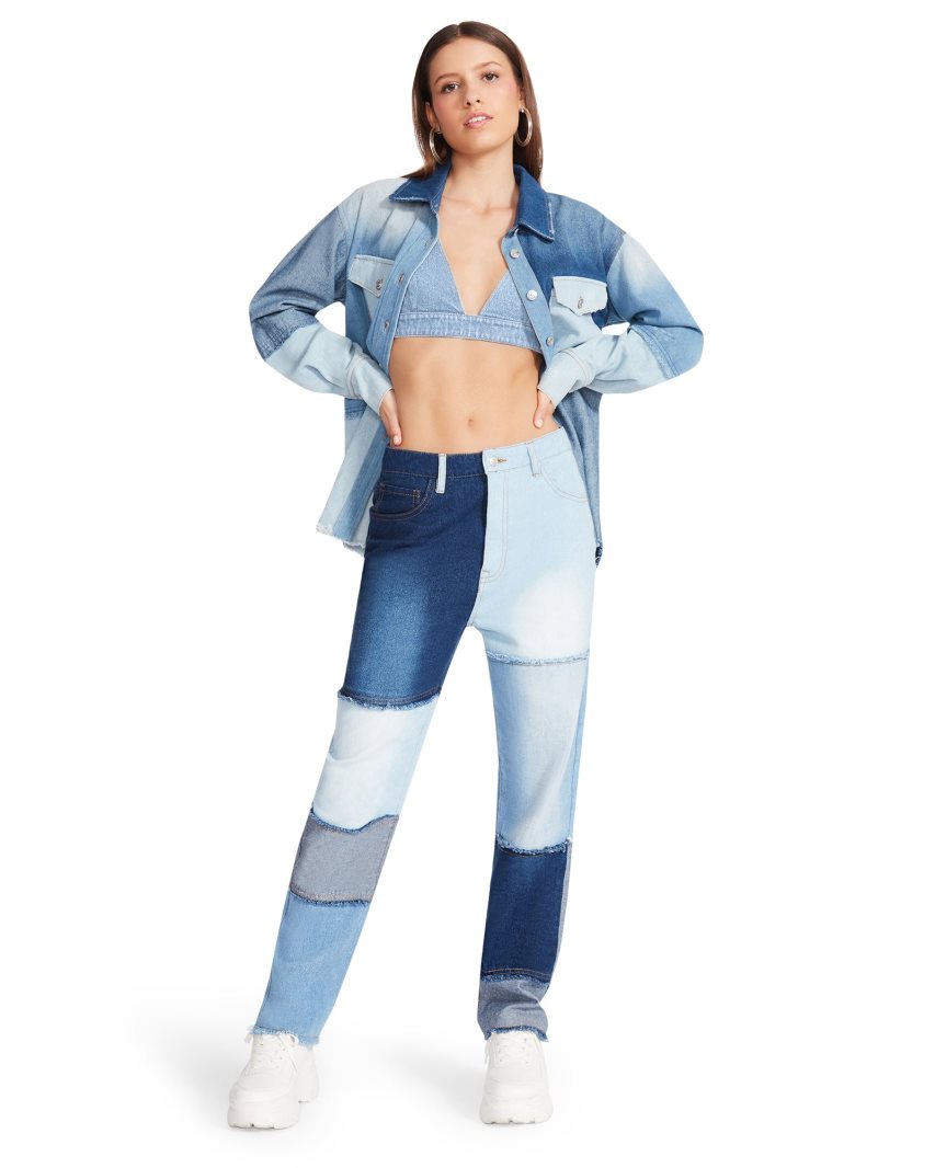 Steve Madden Kylie Shacket Denim Fabric Skjorte Dame Blå | UEYSD0239