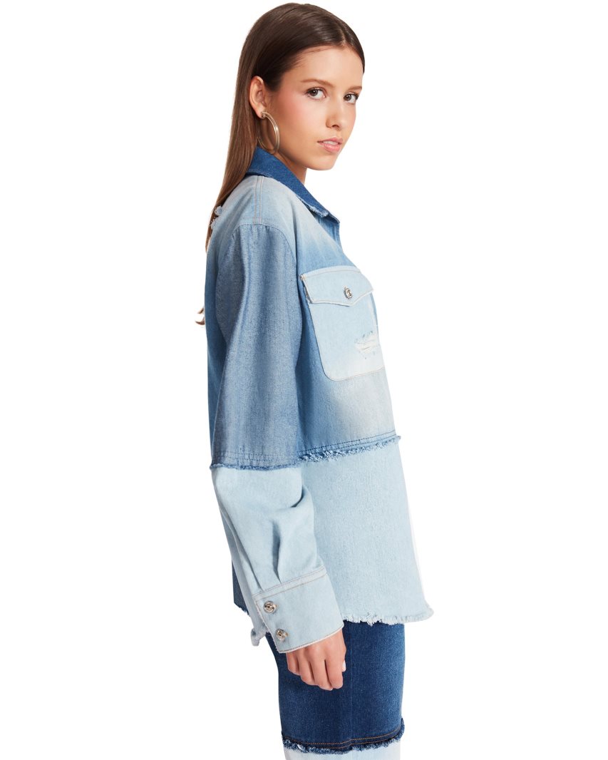 Steve Madden Kylie Shacket Denim Fabric Skjorte Dame Blå | UEYSD0239