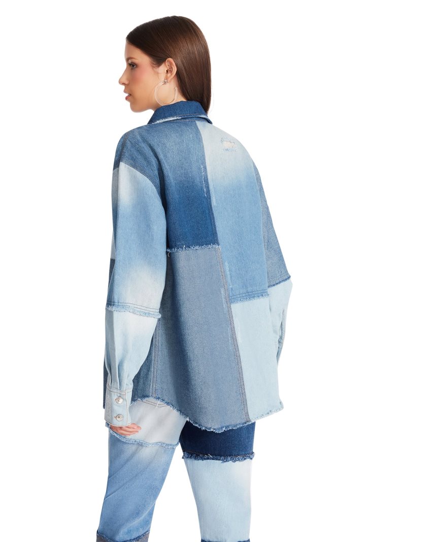 Steve Madden Kylie Shacket Denim Fabric Skjorte Dame Blå | UEYSD0239