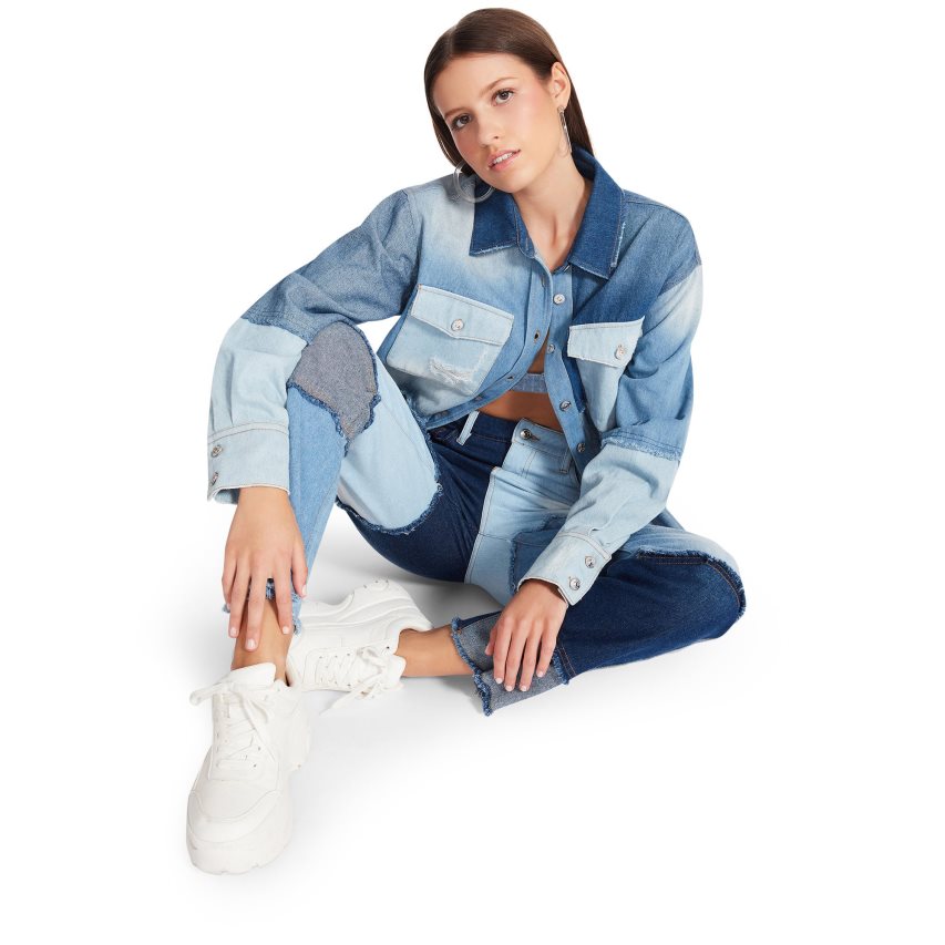 Steve Madden Kylie Shacket Denim Fabric Skjorte Dame Blå | UEYSD0239