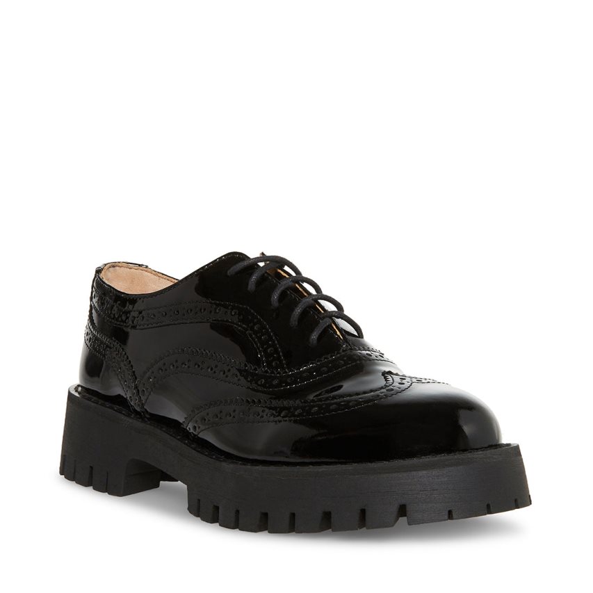 Steve Madden Lance Patent Platform Sko Dame Svarte | RWYOD1289