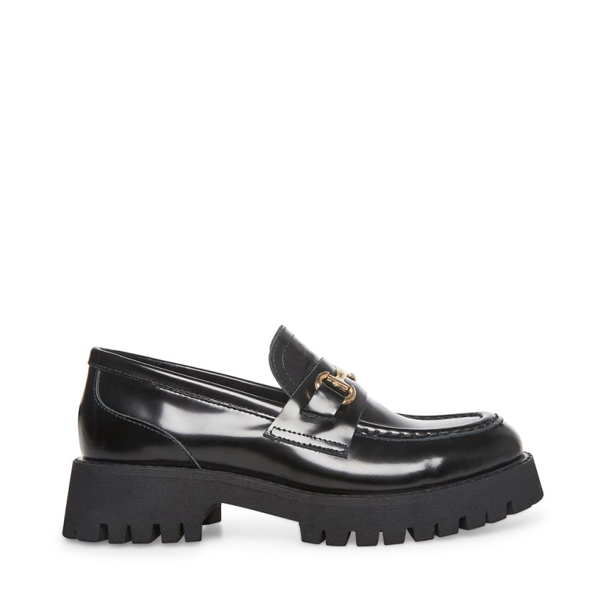 Steve Madden Lando Lær Platform Sko Dame Svarte | GSCUP1032