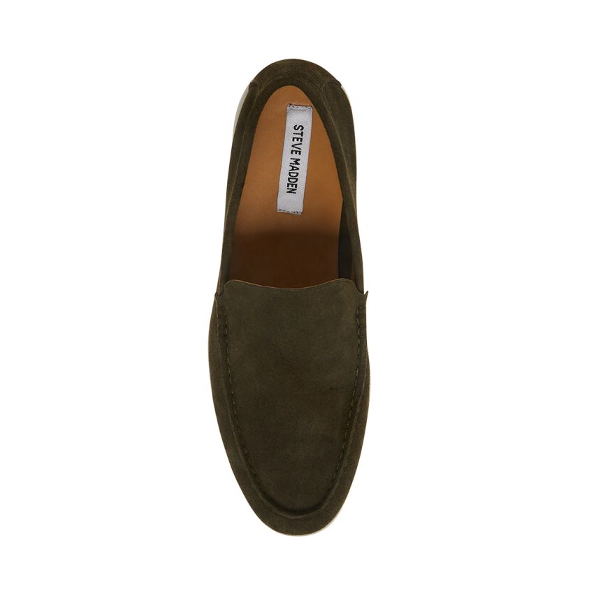 Steve Madden Larken Semsket Skinn Loafers Herre Olivengrønne | ZAPKG6918