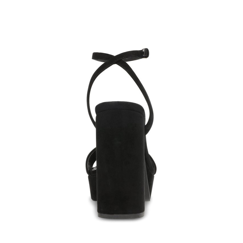 Steve Madden Lessa Semsket Skinn Sandaler med Hæl Dame Svarte | SUPBD1320