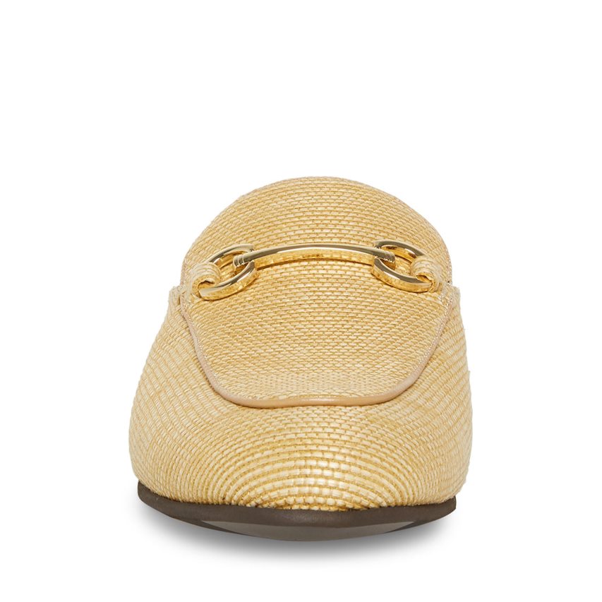 Steve Madden Mateo Natural Raffia Mules Sko Herre Gull | LGFIO3125