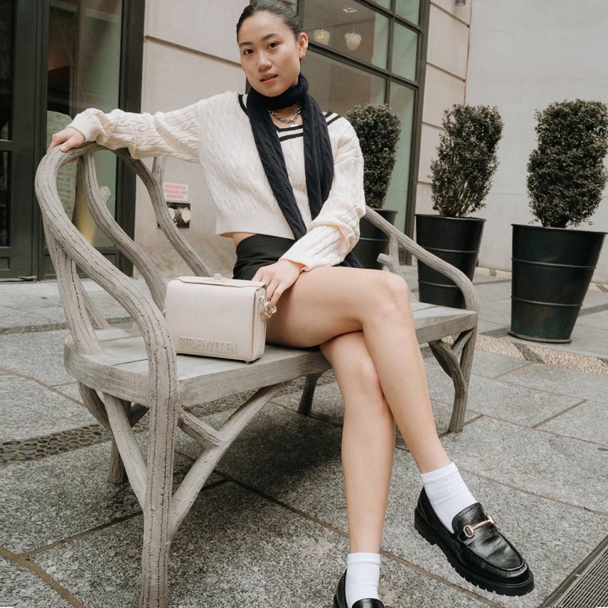 Steve Madden Mistor Lær Loafers Dame Svarte | QXKNH4290