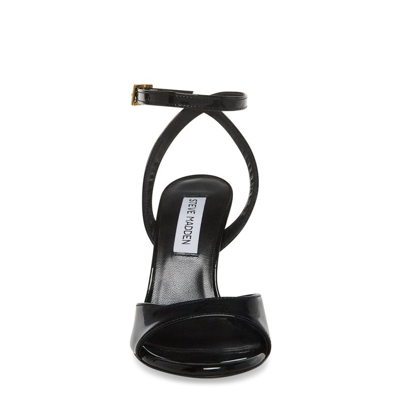 Steve Madden Naryssa Patent Sandaler med Hæl Dame Svarte | YQWIN3418