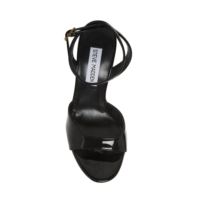 Steve Madden Naryssa Patent Sandaler med Hæl Dame Svarte | YQWIN3418