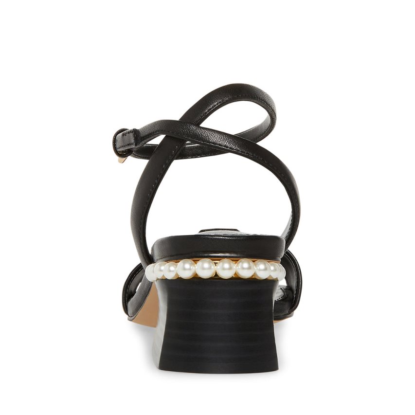 Steve Madden Nora Lær Sandaler med Hæl Dame Svarte | ACZXS9640
