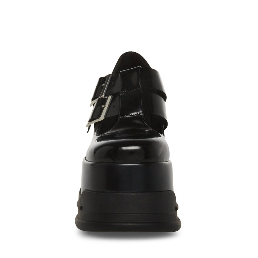 Steve Madden Phase Lær Platform Sko Dame Svarte | ZYEWB8759