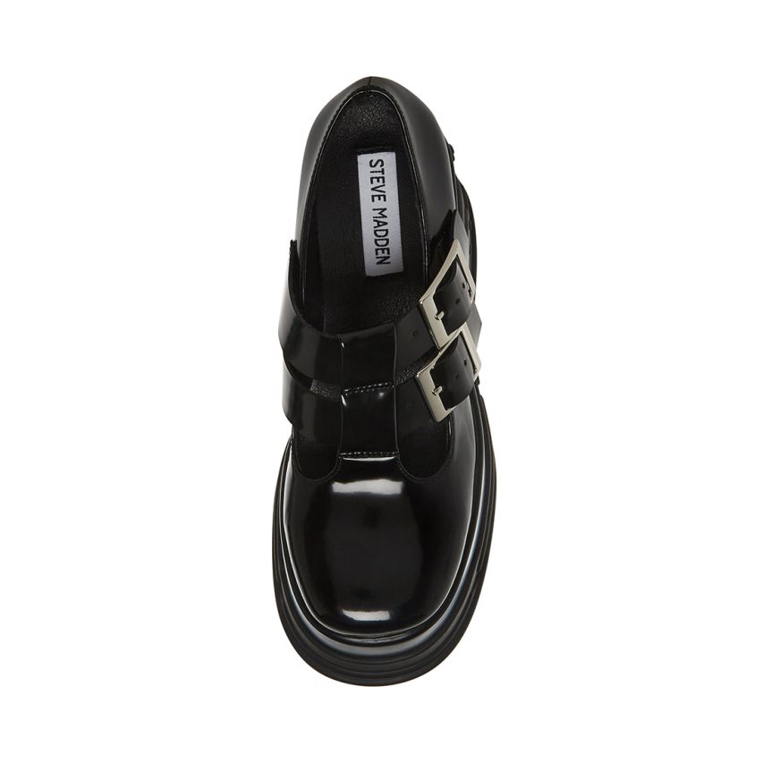 Steve Madden Phase Lær Platform Sko Dame Svarte | ZYEWB8759