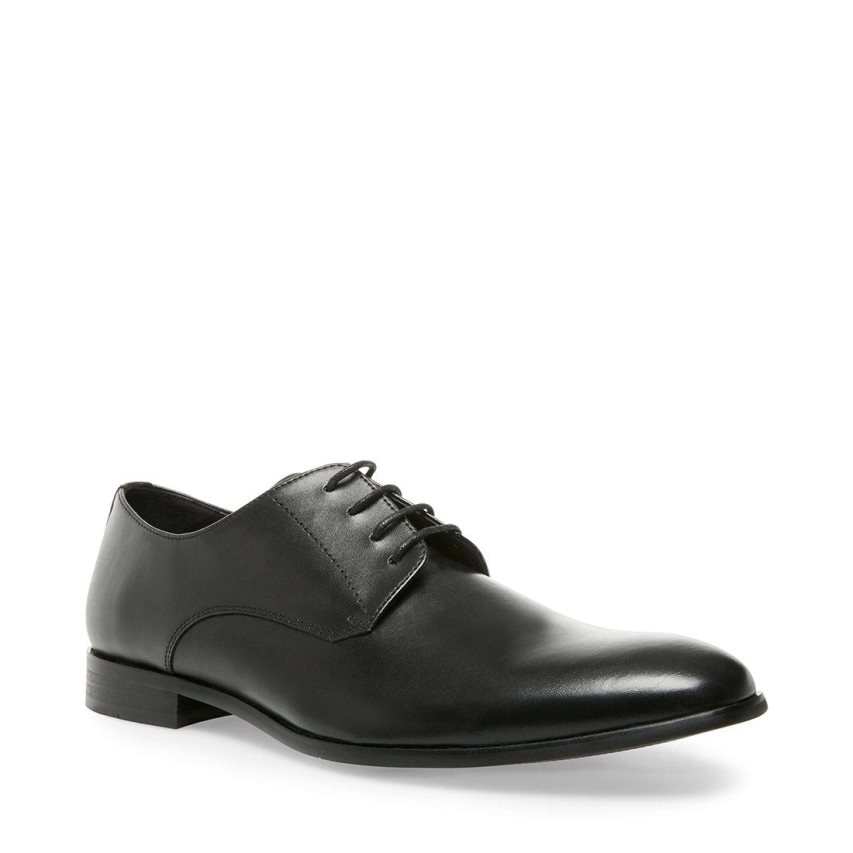 Steve Madden Prey Lær Derby Sko Herre Svarte | UIHZC0346