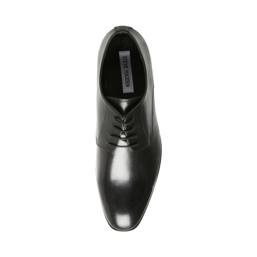 Steve Madden Prey Lær Derby Sko Herre Svarte | UIHZC0346