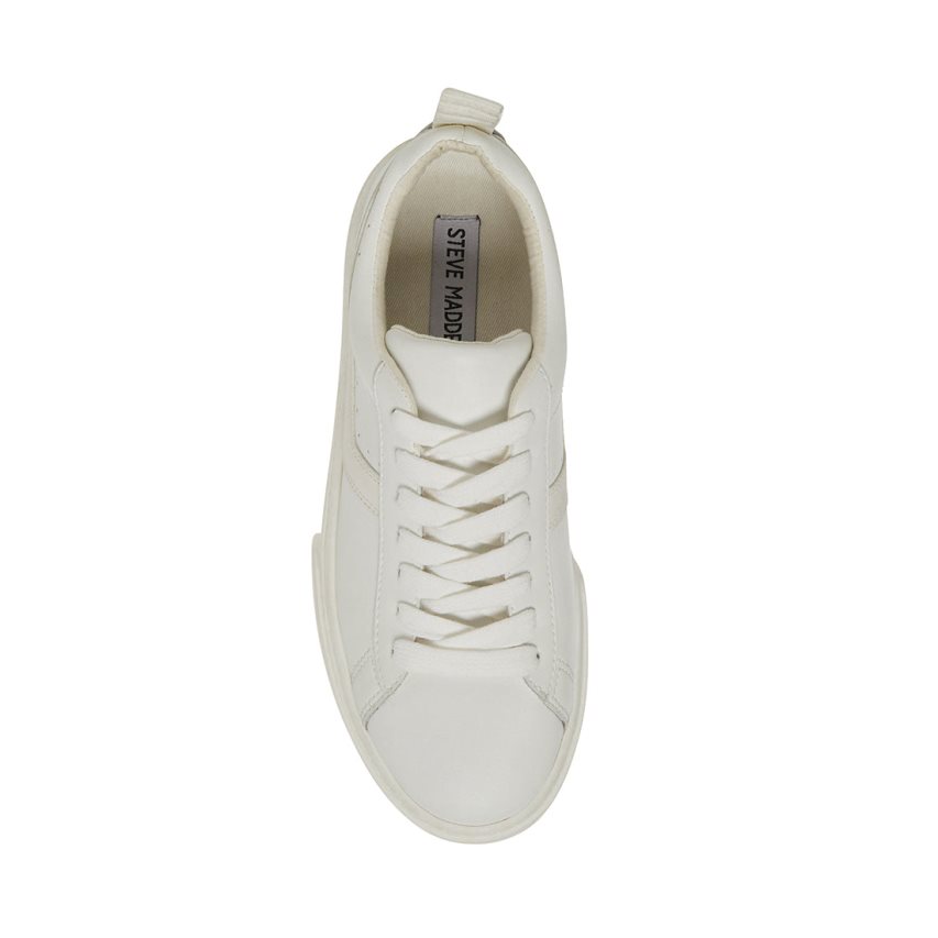 Steve Madden Rorri Lær Platform Sko Dame Hvite | DKNIM5378
