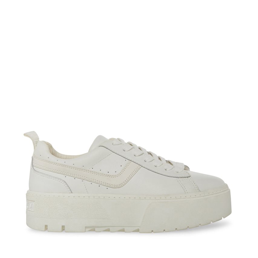 Steve Madden Rorri Lær Platform Sko Dame Hvite | DKNIM5378