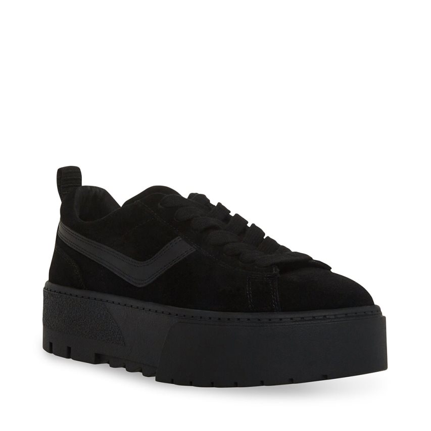 Steve Madden Rorri Semsket Skinn Platform Sko Dame Svarte | AJHUO6124