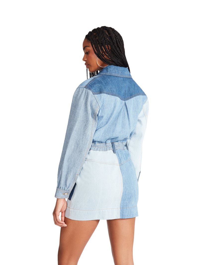 Steve Madden Ryleigh Denim Fabric Kjoler Dame Blå | ETGMD0945