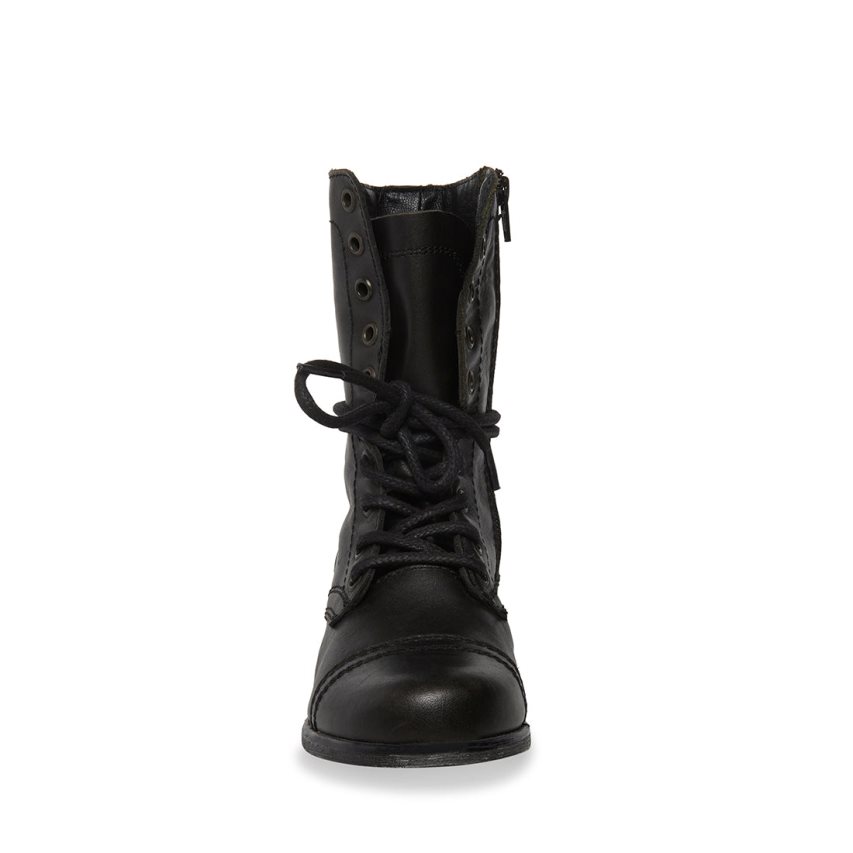 Steve Madden Troopa Lær Ankelstøvletter Dame Svarte | OGXCJ1427