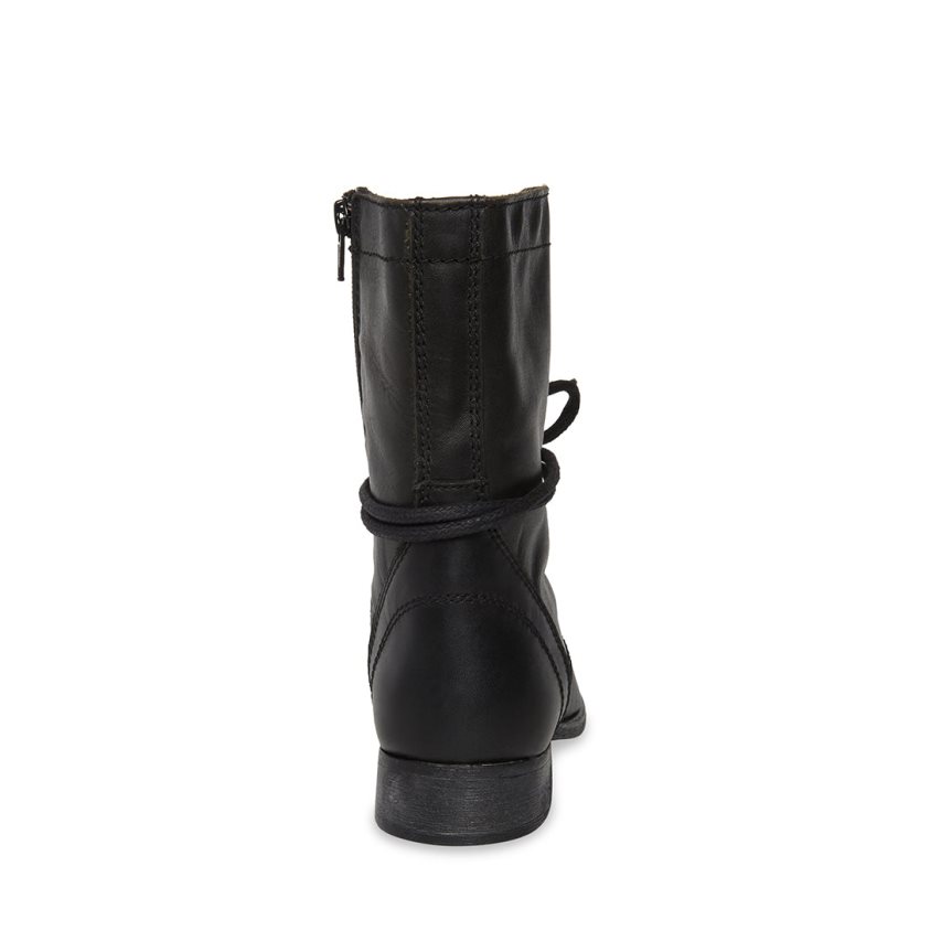 Steve Madden Troopa Lær Ankelstøvletter Dame Svarte | OGXCJ1427