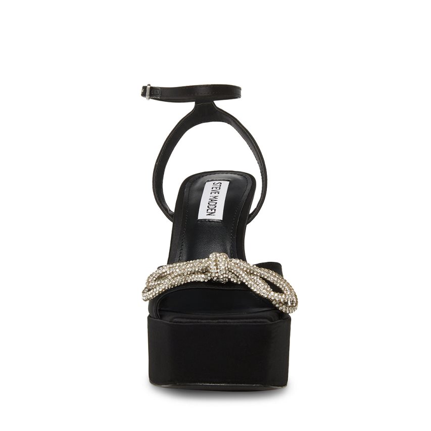 Steve Madden Vice Satin Sandaler med Hæl Dame Svarte | GVKQI3704