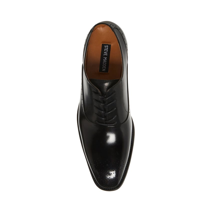 Steve Madden Zate Lær Derby Sko Herre Svarte | ORAGQ3952