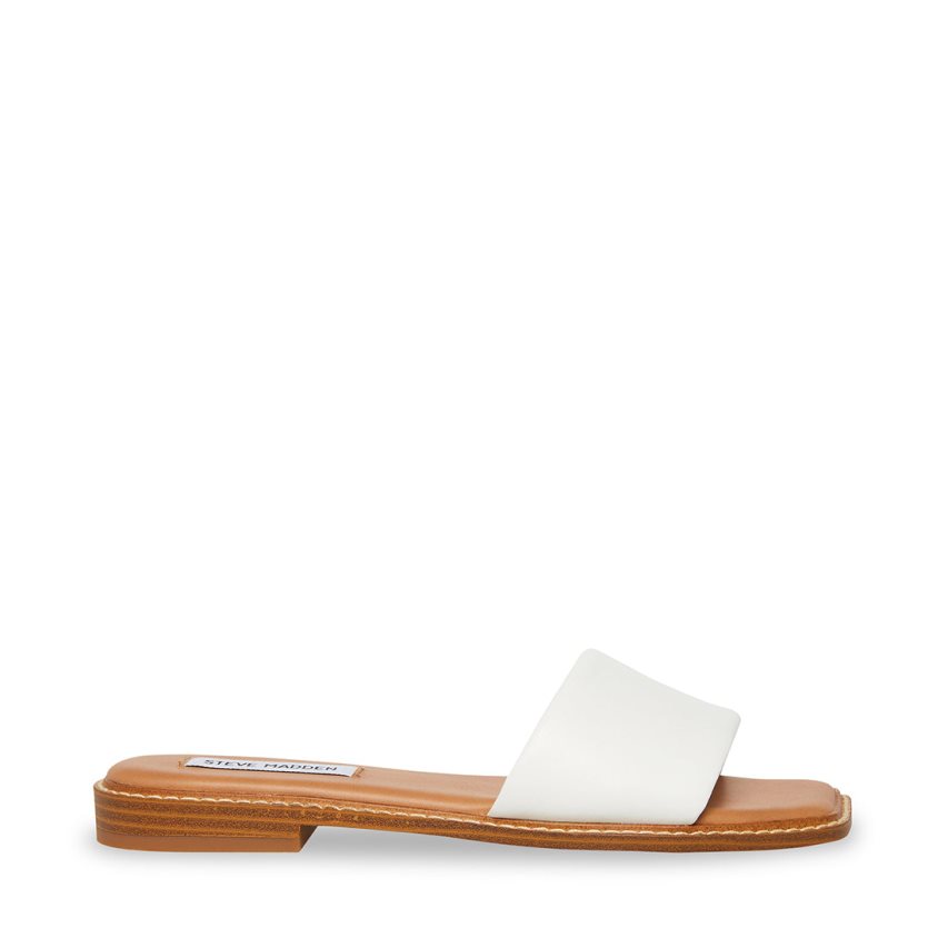 Steve Madden ra Lær Badesandaler Dame Hvite | RONJD3716