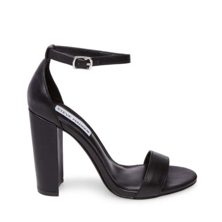 Steve Madden Carrson Lær Sandaler med Hæl Dame Svarte | PJWCL7496