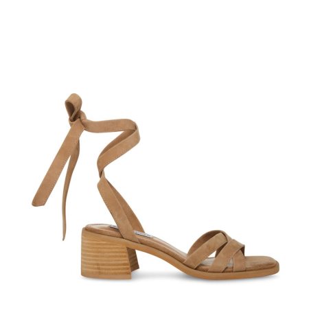 Steve Madden Cory Natural Semsket Skinn Sandaler med Hæl Dame Brune | FNBOS9870